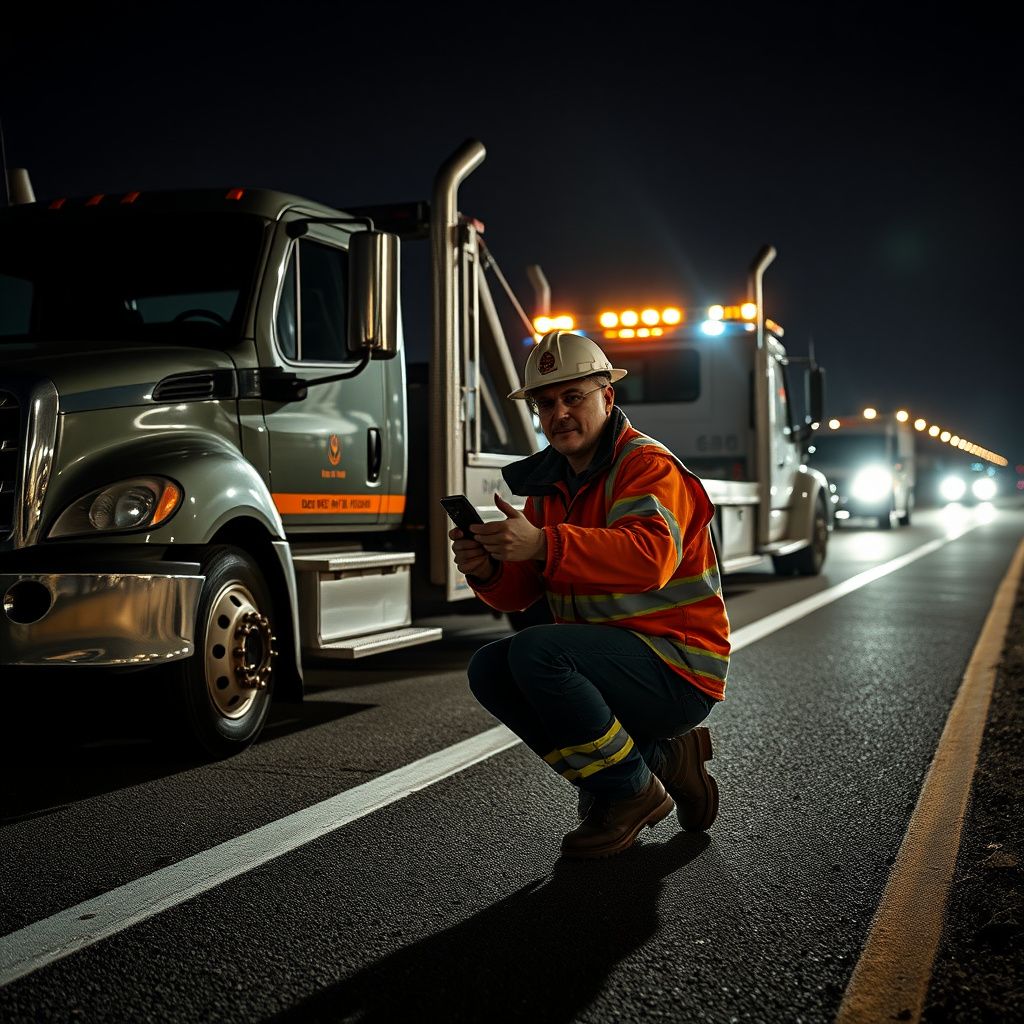 A Snappy Towing professional smiling while securing a vehicle onto a flatbed tow truck on a clear day in Star, Idaho.