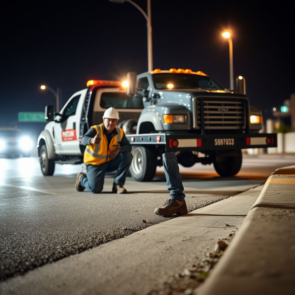 A Snappy Towing tow truck driver speaking with a customer next to a disabled car on a sunny road in Kuna, Idaho.