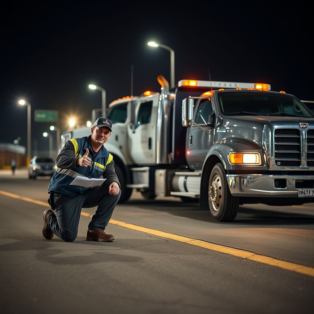A Snappy Towing tow truck driver speaking with a customer next to a disabled car on a road in Emmett, Idaho.